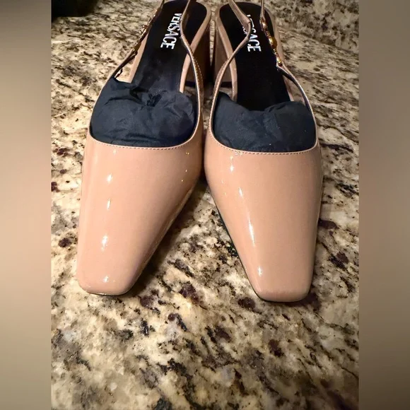 Versace Women's Nude Slingback Heels - Picture 7 of 10